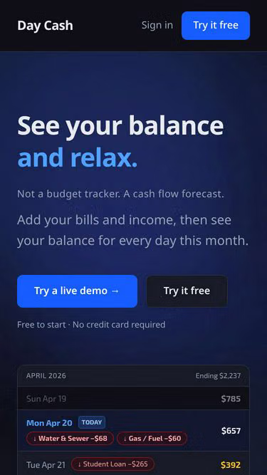Screenshot of day.cash