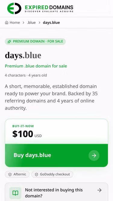 Screenshot of days.blue