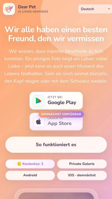 Screenshot of dearpet.app
