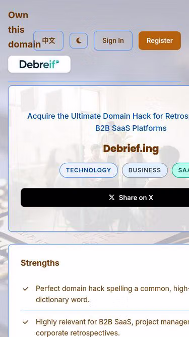 Screenshot of debrief.ing