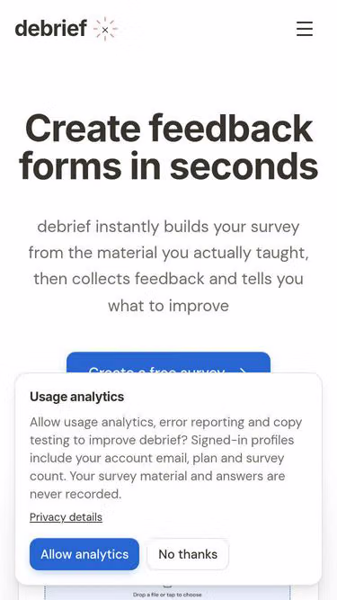 Screenshot of debrief.so