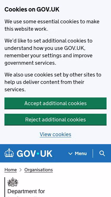 Screenshot of decc.gov.uk