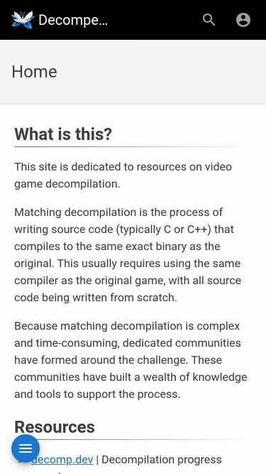 Screenshot of decomp.wiki