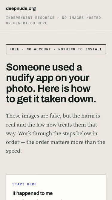Screenshot of deepnude.org