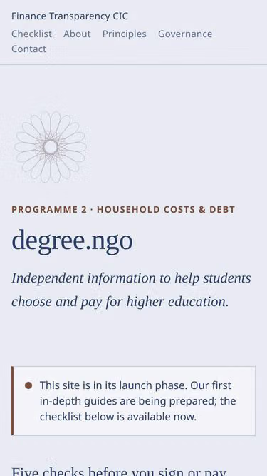 Screenshot of degree.ngo