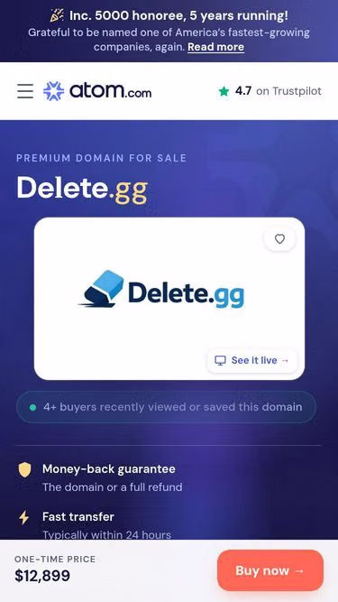 Screenshot of delete.gg