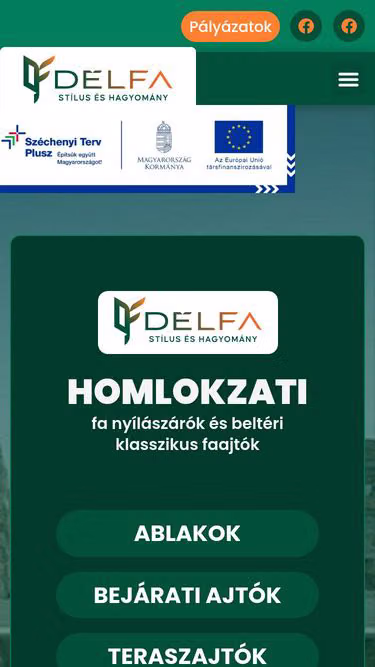 Screenshot of delfa.hu