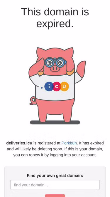 Screenshot of deliveries.icu