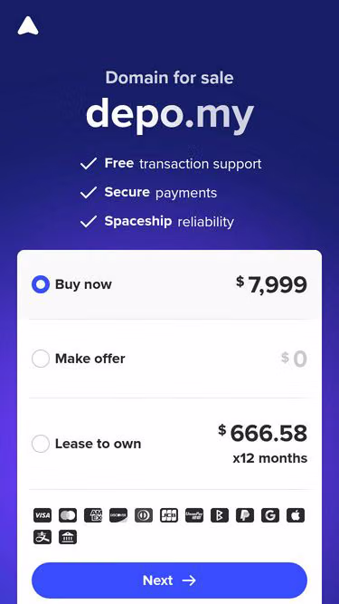 Screenshot of depo.my