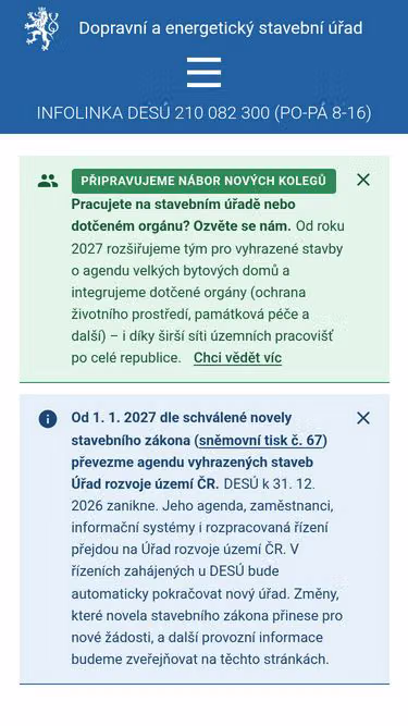 Screenshot of desu.gov.cz