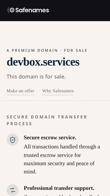 Screenshot of devbox.services