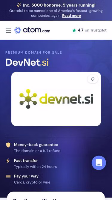 Screenshot of devnet.si