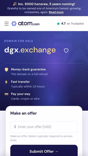 Screenshot of dgx.exchange