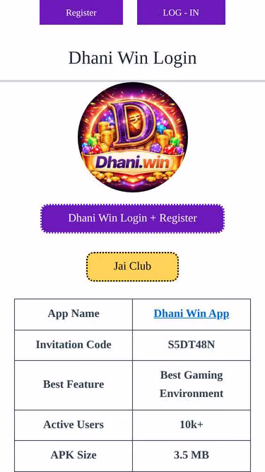 Screenshot of dhaniwin.io
