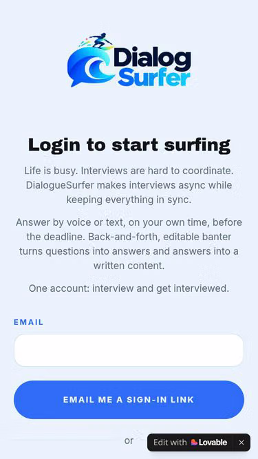 Screenshot of dialogue.surf