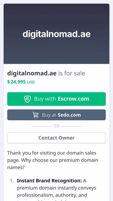 Screenshot of digitalnomad.ae