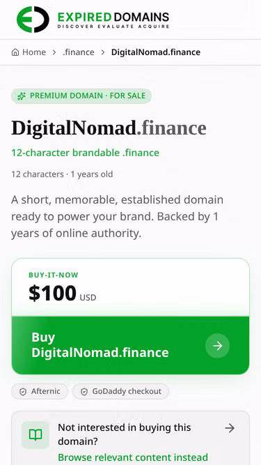 Screenshot of digitalnomad.finance