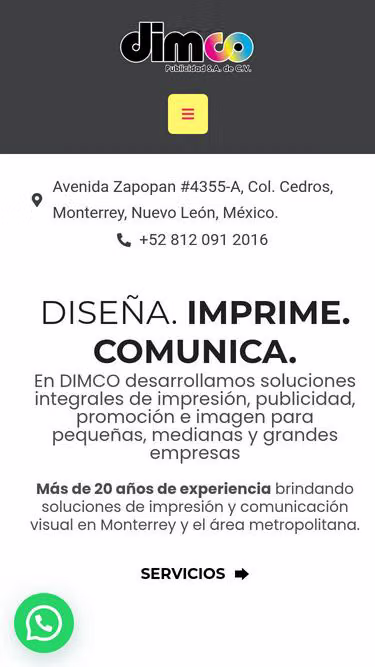 Screenshot of dimco.com.mx