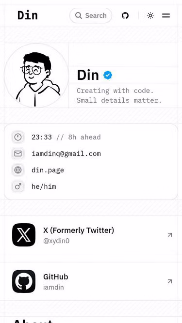 Screenshot of din.page