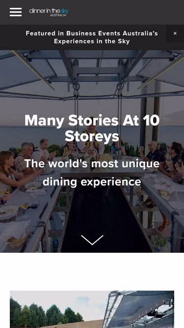 Screenshot of dinnerinthesky.com.au