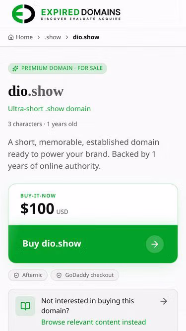 Screenshot of dio.show