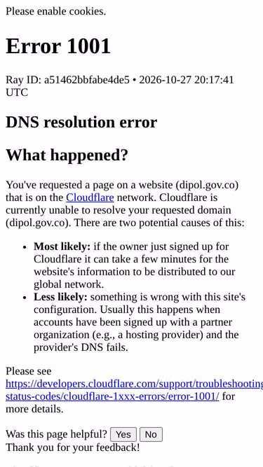 Screenshot of dipol.gov.co