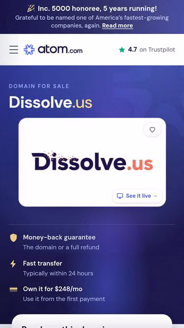 Screenshot of dissolve.us