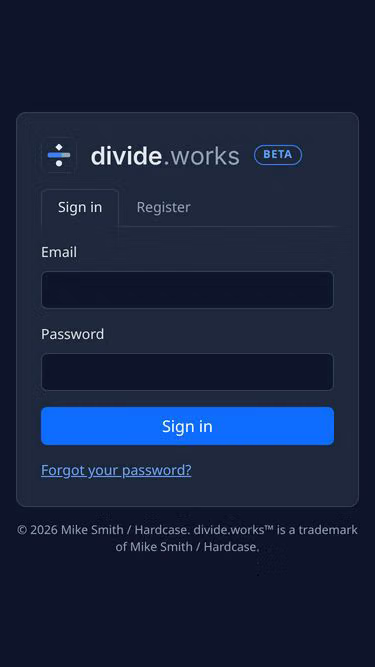 Screenshot of divide.works