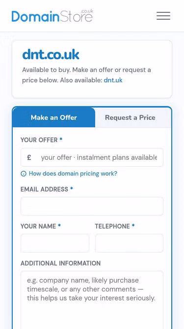 Screenshot of dnt.co.uk