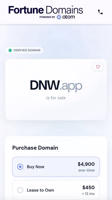 Screenshot of dnw.app