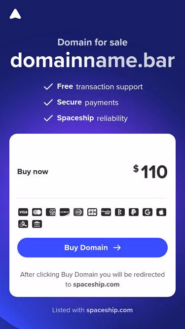 Screenshot of domainname.bar