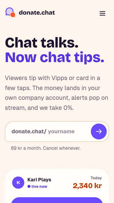 Screenshot of donate.chat