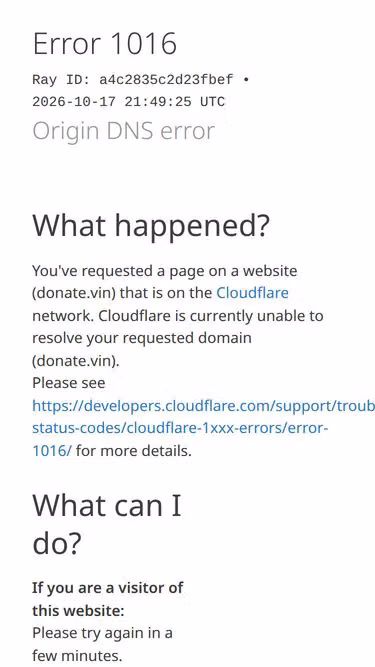 Screenshot of donate.vin