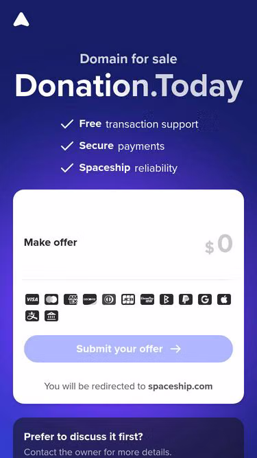 Screenshot of donation.today