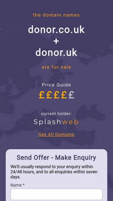 Screenshot of donor.co.uk