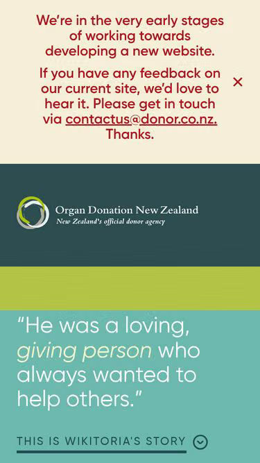 Screenshot of donor.org.nz