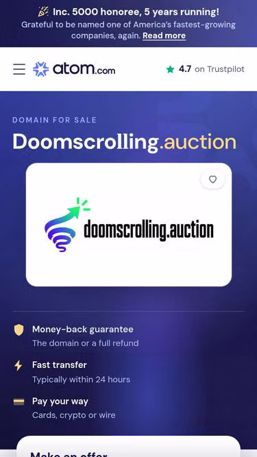 Screenshot of doomscrolling.auction