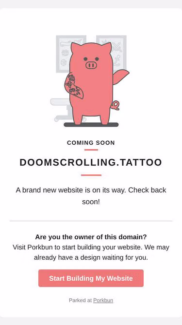 Screenshot of doomscrolling.tattoo