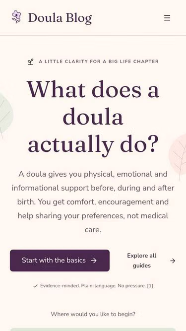 Screenshot of doula.blog