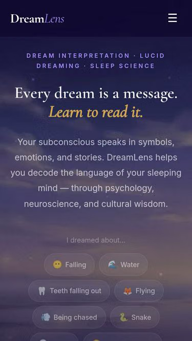 Screenshot of dreamlens.blog