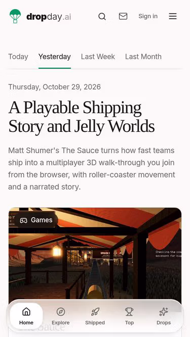 Screenshot of dropday.ai