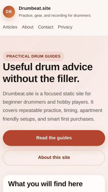 Screenshot of drumbeat.site