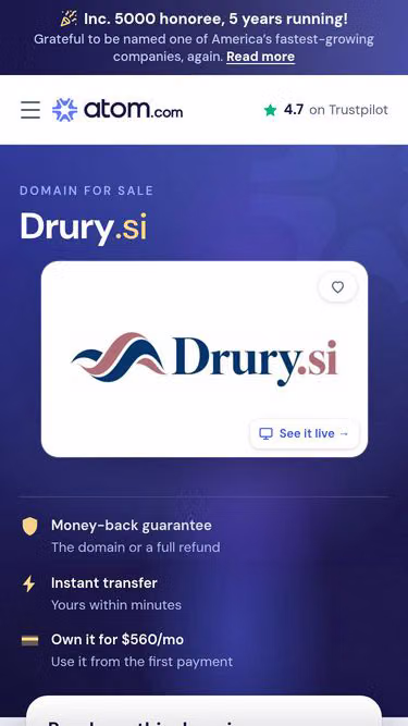 Screenshot of drury.si