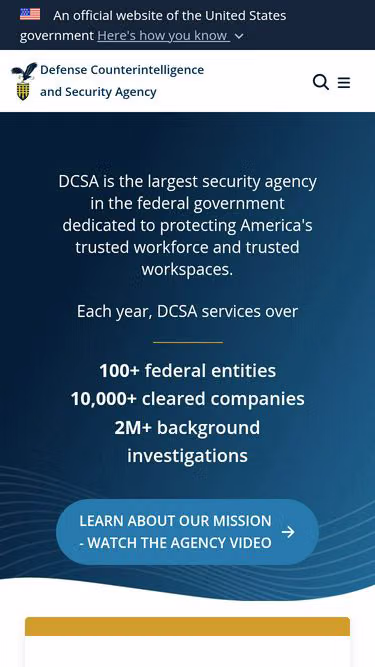 Screenshot of dss.mil
