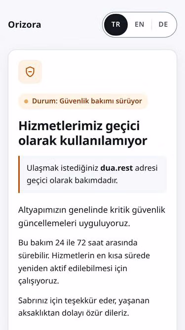 Screenshot of dua.rest