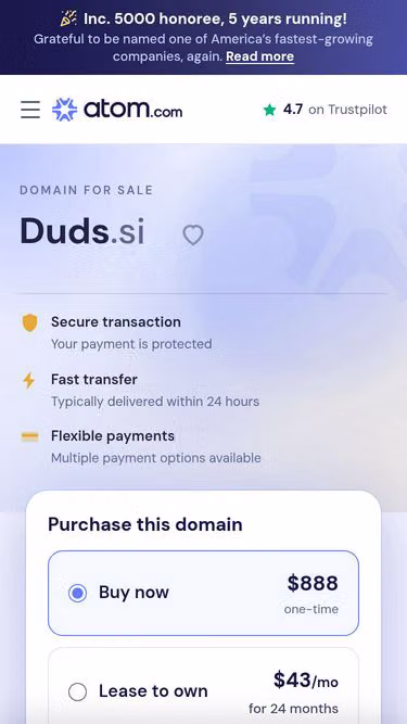 Screenshot of duds.si