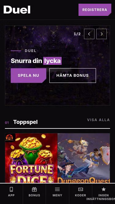 Screenshot of duel-casino.se