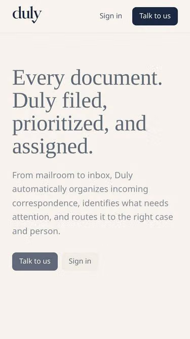 Screenshot of duly.legal