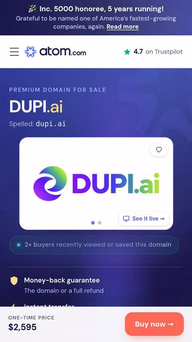 Screenshot of dupi.ai