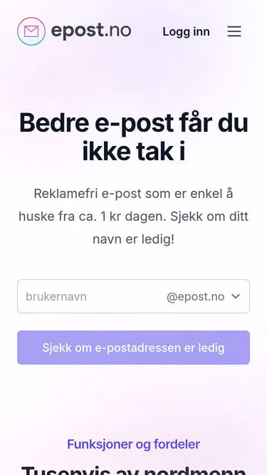 Screenshot of e-mail.no